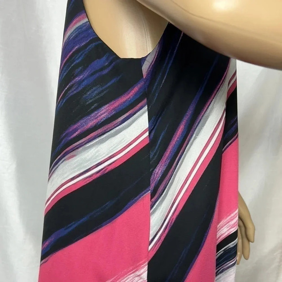 Y2K vtg RICKI’S top,sleeveless bold striped asymmetrical ,multicolor,fun - Picture 8 of 17